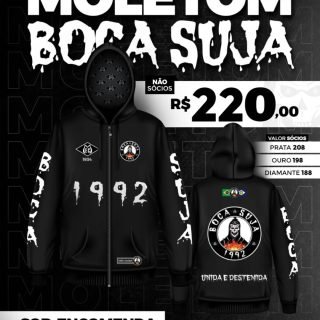 Depois de muitos pedidos, chegou a oportunidade de você adquirir seu moletom TBS.

Somente sob encomenda! Não sabemos quando iremos fazer outro pedido, então aproveite!

=====

Não Sócios = R$220

=====

Sócio Prata = R$208
Sócio Ouro = R$198
Sócio Diamante = R$188

Obs.: Valor de Sócio apenas para Sócios Adimplentes!

Encomendas via Whatsapp: (65) 9.8117-2741

=====

Pagamento: 50% até 20/09

Restante até 20/10

=====

Previsão de Chegada = 03/NOV

=====

Tamanhos Disponíveis: PP, P, M, G, GG, EXG

=====

#Mixto #MixtoEC #TorcidaBocaSuja #TorcidaOrganizada #Arquibancada