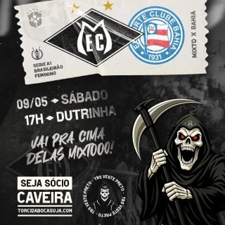 As tigresas voltam ao Dutra pelo Brasileirão A1! 

⚠️ SANGUE NO OLHO JOGADORAS! ⚠️

⚽ Mixto x Bahia
🗓️ 09/05/2026
🕠 17h00
🏟️ Dutrinha
⏩ Brasileirão A1

#Mixto #FutebolFeminino #TorcidaBocaSuja #TorcidaOrganizada #arquibancada