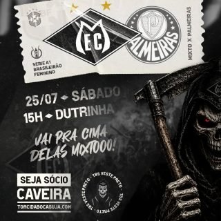 As tigresas voltam ao Dutra pelo Brasileirão A1! 

⚠️ SANGUE NO OLHO JOGADORAS! ⚠️

⚽ Mixto x Palmeiras
🗓️ 25/07/2026
🕠 15h00 (MT)
🏟️ Dutrinha
⏩ Brasileirão A1

#Mixto #FutebolFeminino #TorcidaBocaSuja #TorcidaOrganizada #Arquibancada