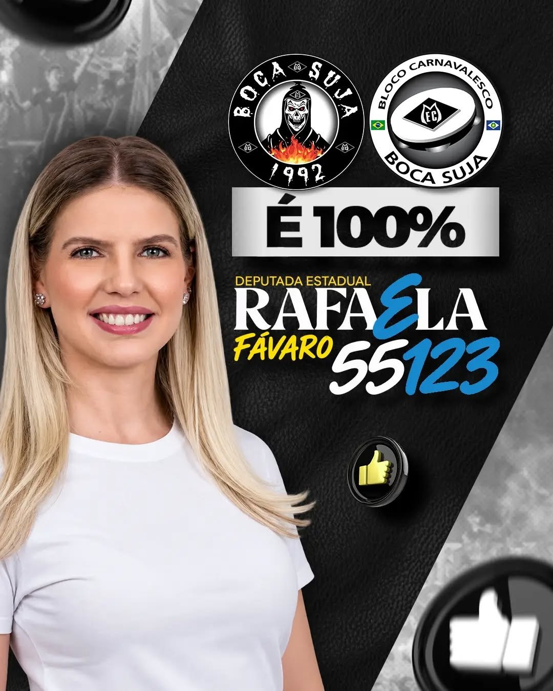 A Torcida Boca Suja e o Bloco Boca Suja manifestam seu apoio à Rafaela Fávaro @rafaelavfavaro 55123, candidata a deputada estadual por Mato Grosso.

Neste novo momento, Rafaela assume o compromisso com a verdade, a coragem e a dedicação, defendendo a renovação e a construção de projetos que contribuam para o avanço de Mato Grosso e para a vida do povo mato-grossense.

Desejamos uma caminhada marcada pelo diálogo, pelo respeito, pelo compromisso e pela dedicação ao nosso estado.

Rafaela Fávaro — 55123 ✨