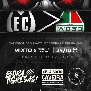 As tigresas voltam ao Dutra e precisam da vitória para continuarem vivas em busca da classificação para a finalíssima! Sábado (24), às 17h.

⚽ Mixto x Timinho de VG
🗓️ 24/10/2026
🕠 17h00 (MT)
🏟️ Dutrinha
⏩ Mato-grossense

#Mixto #FutebolFeminino #TorcidaBocaSuja #TorcidaOrganizada #arquibancada